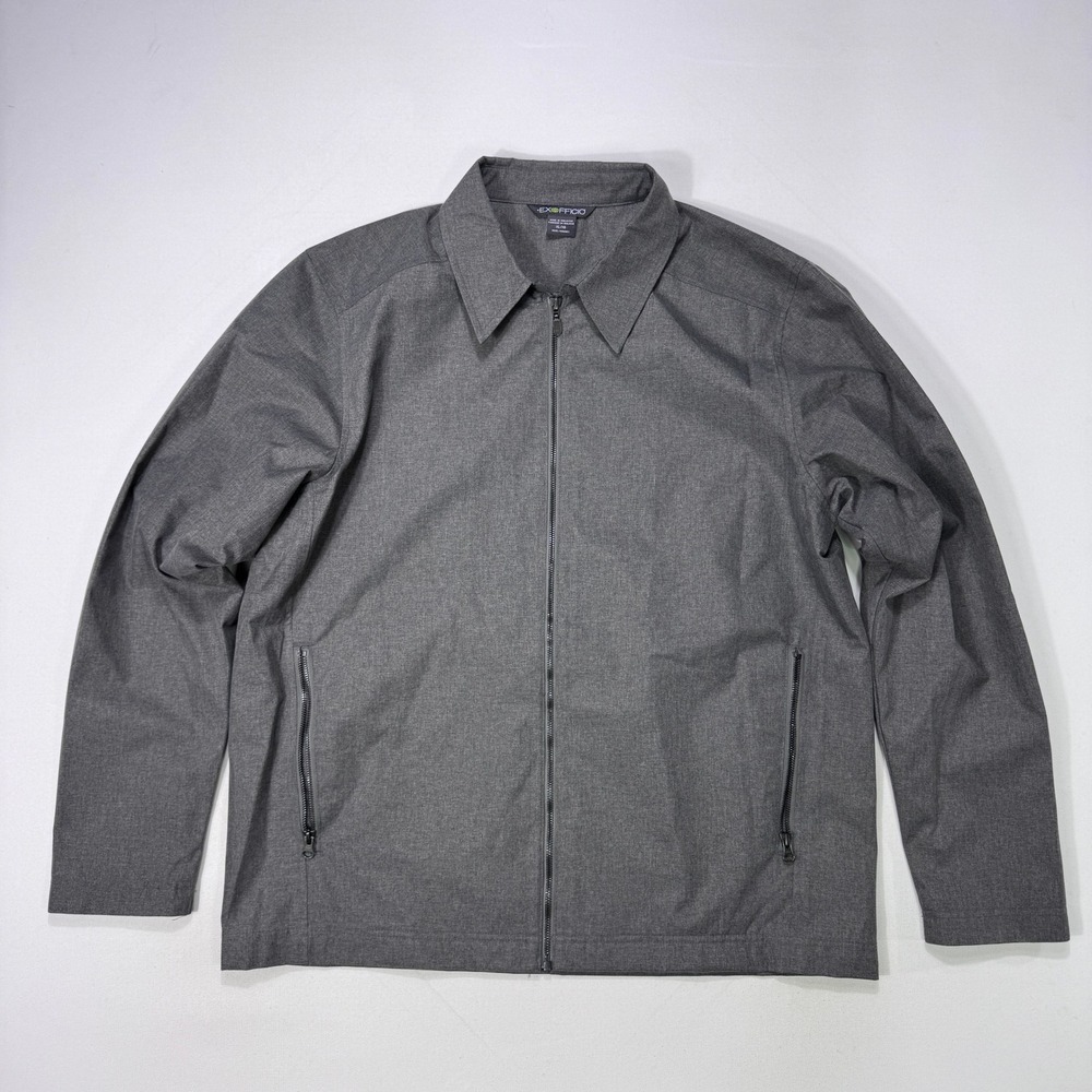 ExOfficio Mens XL Gray Full Zip Lightweight Travel Jacket Outdoor Commuter